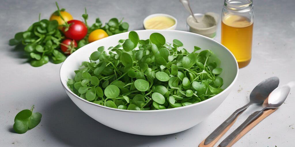 watercress in a salad bowl with diabetic friendly meal elements