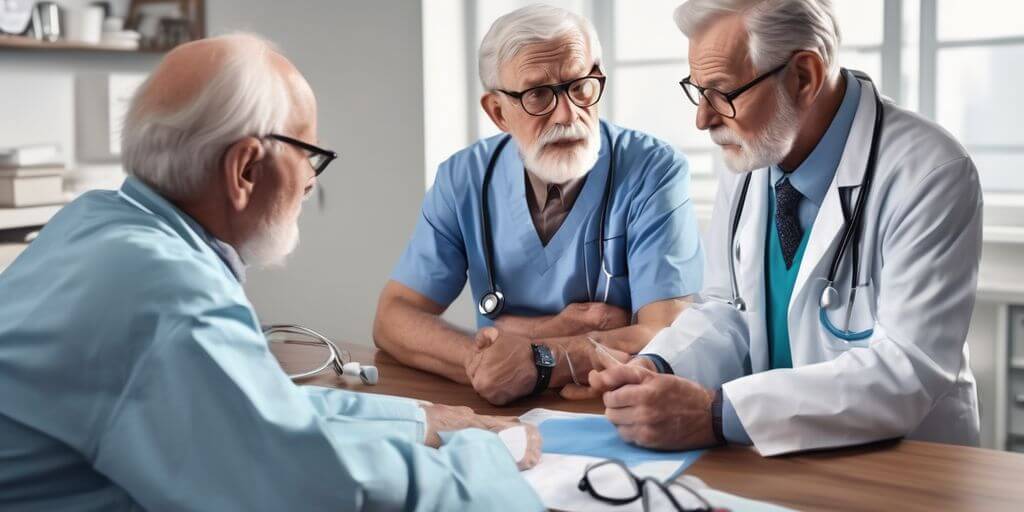 elderly man consulting doctor prostate health