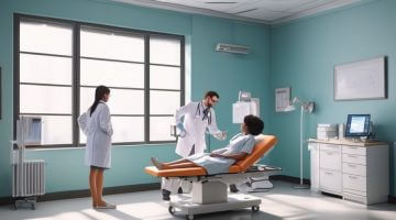woman consulting doctor gynecology office