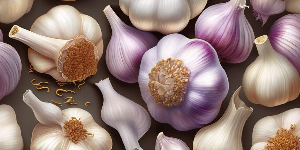 garlic cloves with immune system symbols