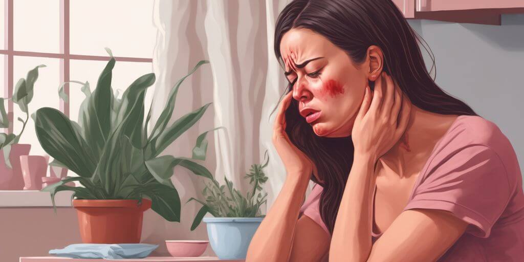 woman experiencing PMS symptoms at home