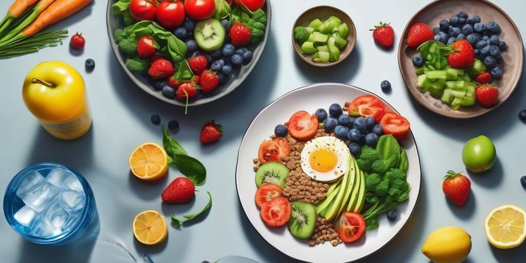 healthy food and water