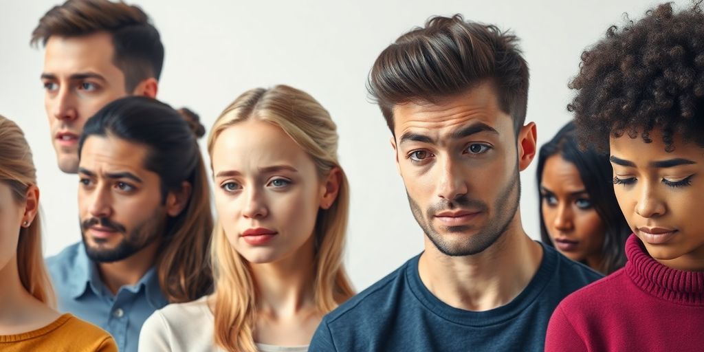 Grupo diverso de pessoas com perda de cabelo.