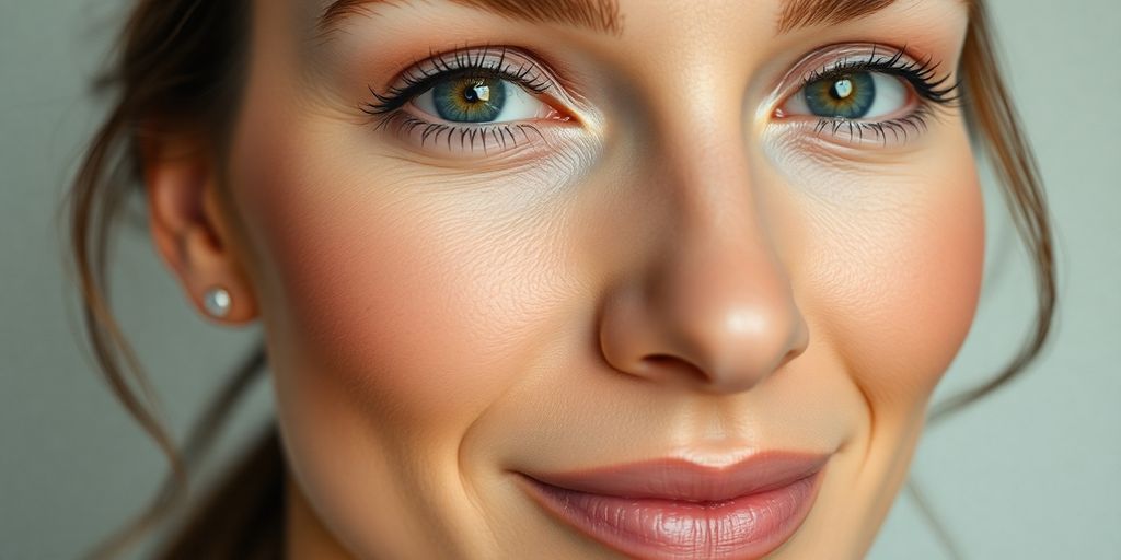 Rosto rejuvenescido após lifting facial.