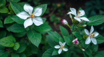 Urtiga-branca com folhas verdes e flores brancas.