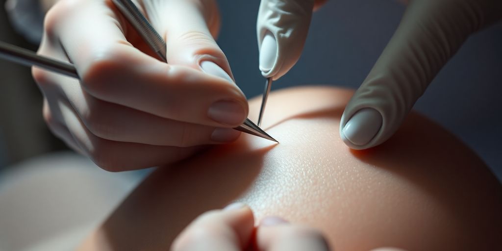 Dermatologista examinando pele de paciente.