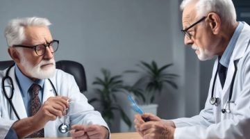 elderly man consulting doctor prostate health