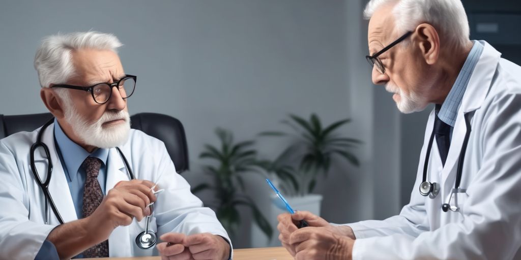elderly man consulting doctor prostate health