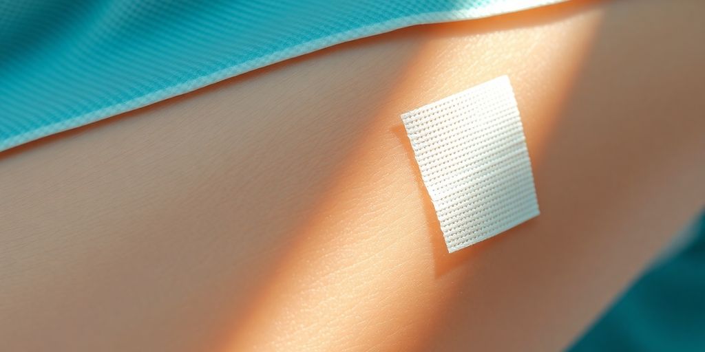 Pele com curativo após cirurgia dermatológica.