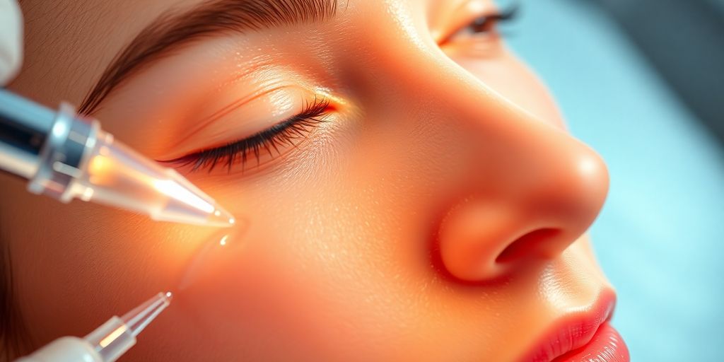 Tratamento de mesoterapia na pele radiante e hidratada.
