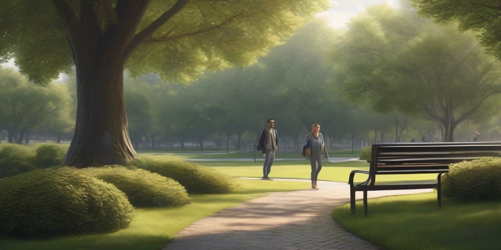 person feeling dizzy in a park