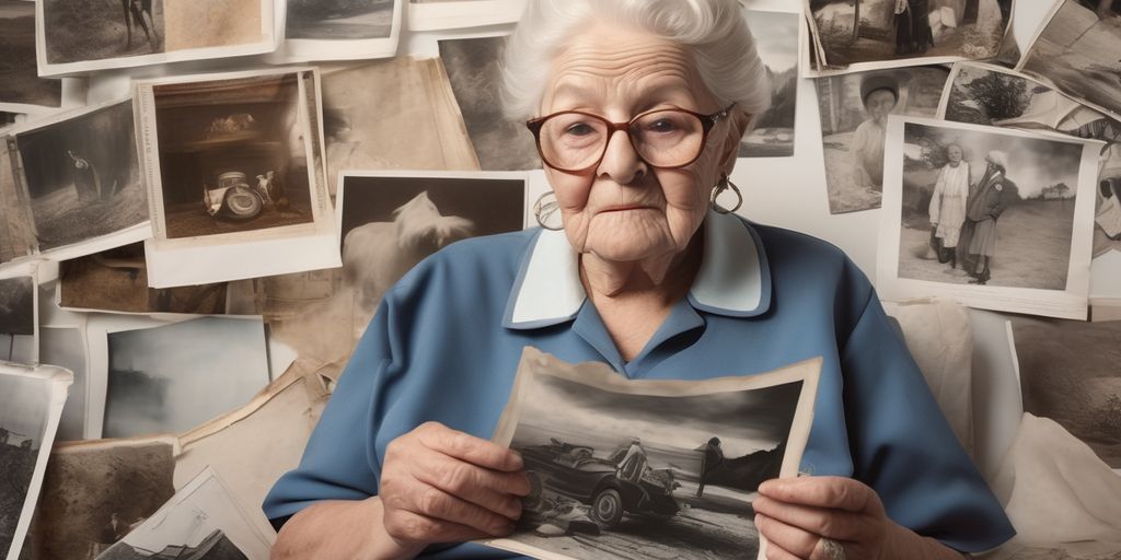 elderly person looking at old photographs