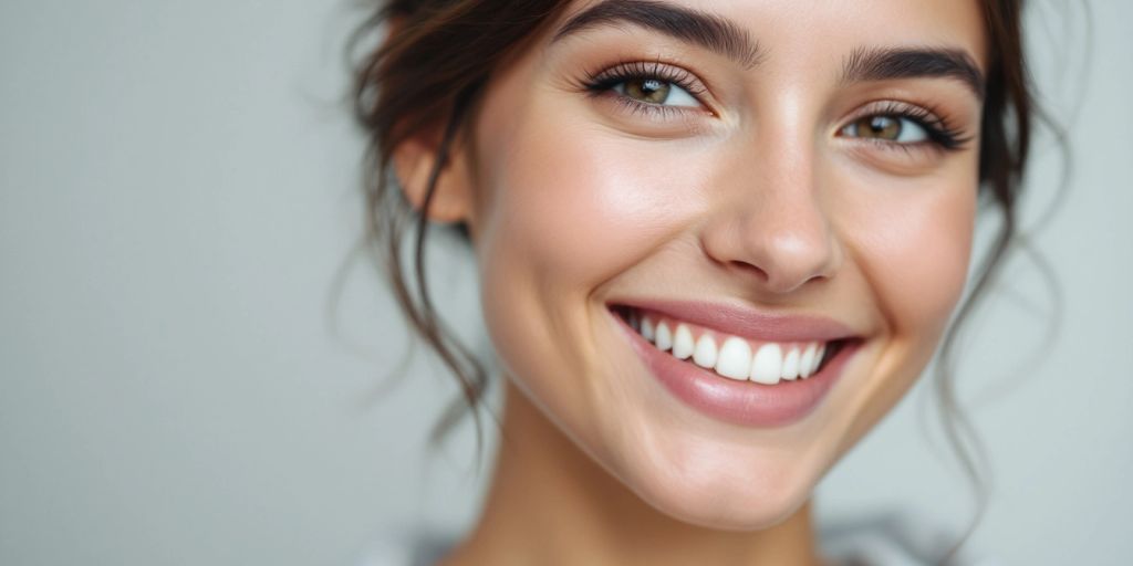 Pessoa sorridente com orelhas naturalmente moldadas.