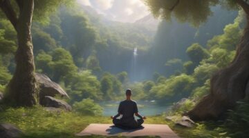 person meditating in nature