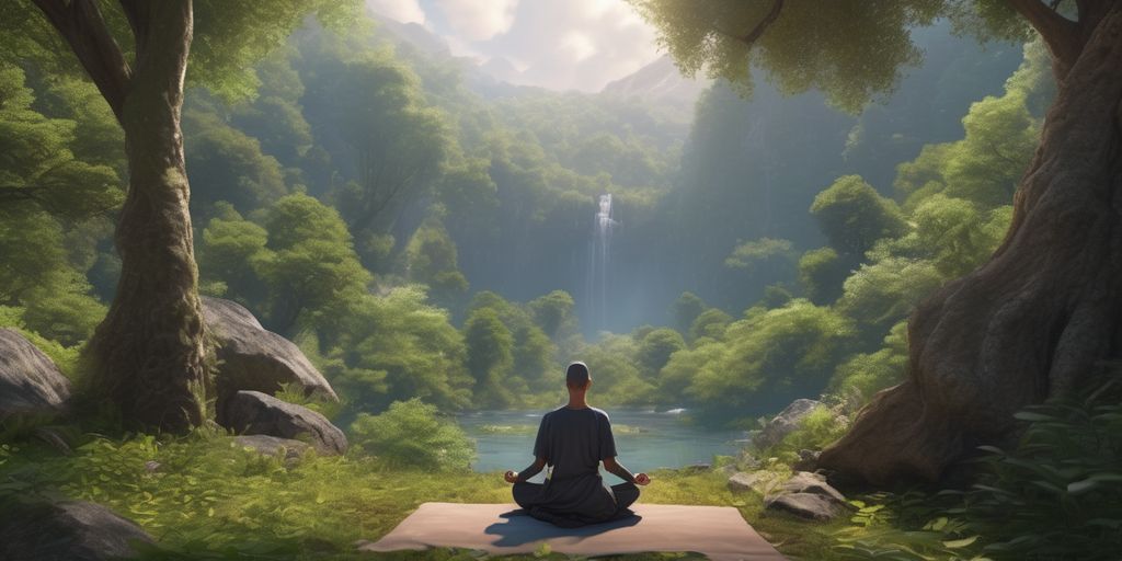 person meditating in nature